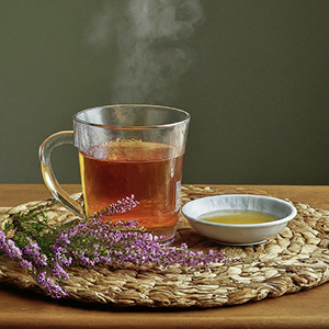 cup of heather plant tea