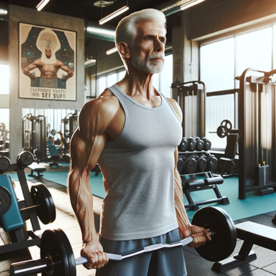 older man lifting weights