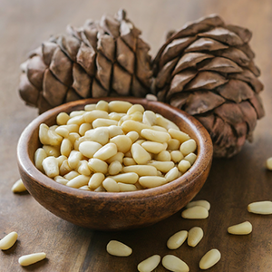 a bowl of pine nuts