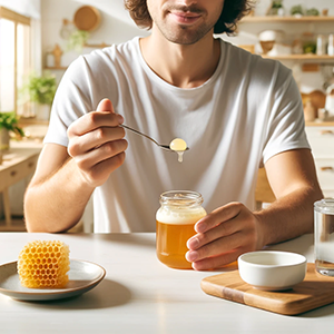 man about to eat royal jelly