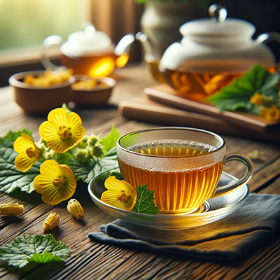 a glass tea cup of yellow dock tea