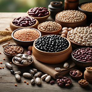 variety of different types of beans and legumes