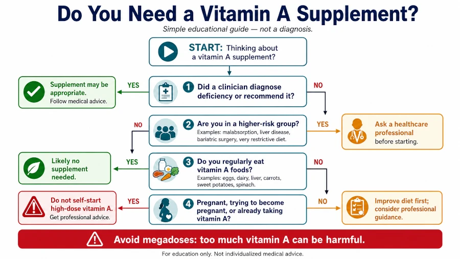 Decision tree for whether an individual needs a vitamin A supplement.