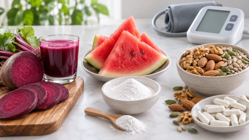 Beetroot, L-citrulline, and L-arginine compared for nitric oxide supplements for blood pressure support