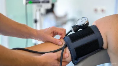 arm with blood pressure cuff on checking for endothelial function.