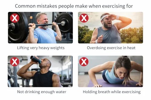 Common mistakes people make when they exercise for blood pressure.