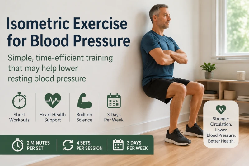 Blood pressure monitor with vascular response illustration representing isometric exercise benefits